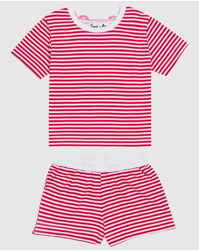 Sant And Abel - Kids Red Stripe Jersey Short PJ Set