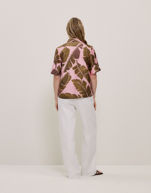 Trenery - Solara Silk Short Sleeve Shirt in Primrose