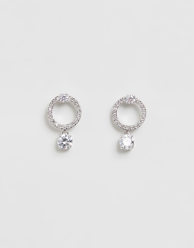 Swarovski - Constella hoop earrings, Round cut, White, Rhodium plated