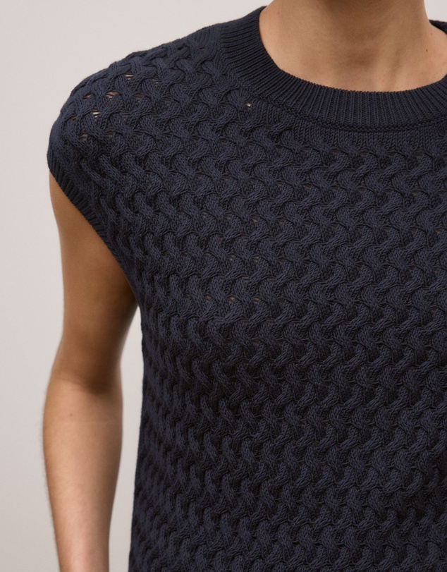 Trenery - Cotton Knit Sleeveless Tunic in Night Sky
