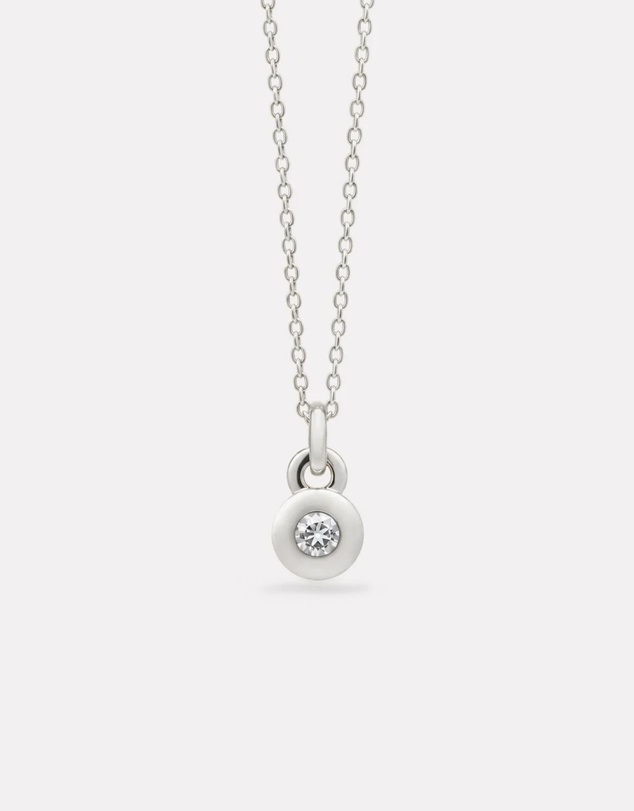 Najo - April Silver & Diamond Birthstone Necklace