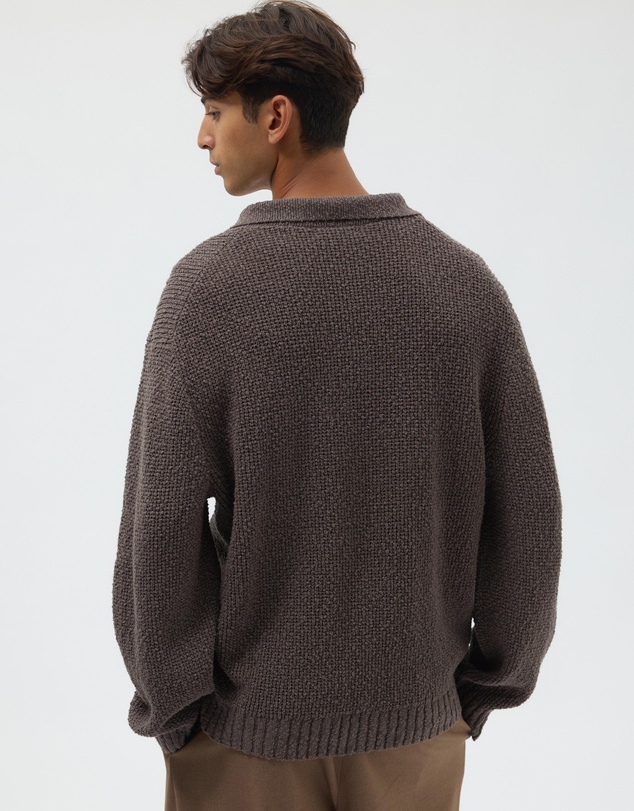 AERE - Oversized Open Collar Knit Polo