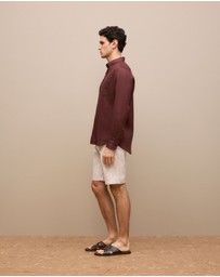 Trenery - Stretch Cotton Dobby Longline Short in Chalk
