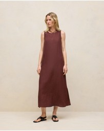 Trenery - Delave Linen Sleeveless Column Dress in Espresso