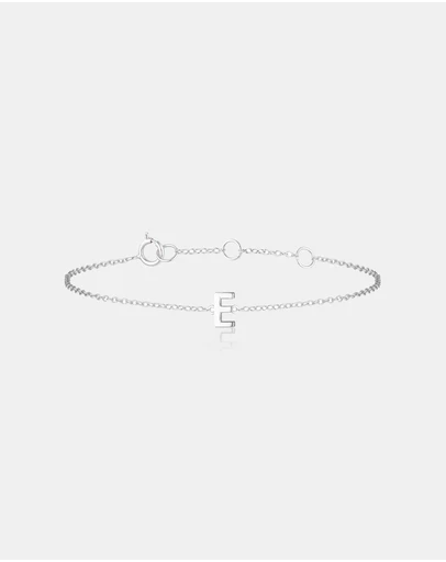 The Silver Collective - Children's A-Z Letter Bracelet - E