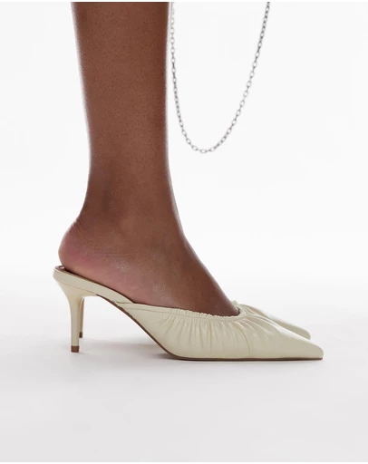 TOPSHOP - Dill Ruched Slip On Mid Heeled Shoes