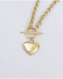 Wanderlust + Co - Honor Heart Mantra Gold Locket Necklace