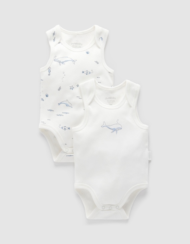 Purebaby - 2 Pack Singlet Bodysuit-Babies