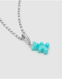 Nialaya Jewellery - Men's Silver Necklace with Turquoise Gummy Bear