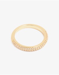 Lovisa - Gold Plated Cubic Zirconia Band Rings 3-Pack