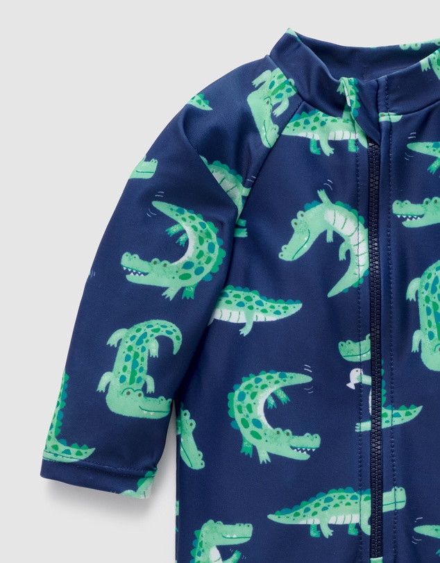 Purebaby - Printed Long Sleeve Rashie Sunsuit- Kids-Babies