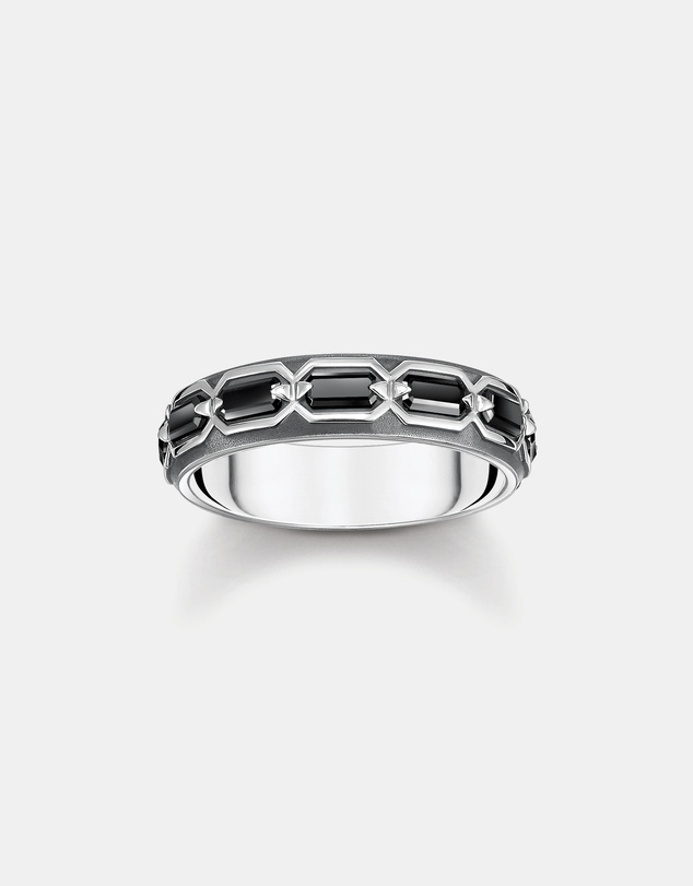 THOMAS SABO - Ring Crocodile Shell with Stones Silver Blackened