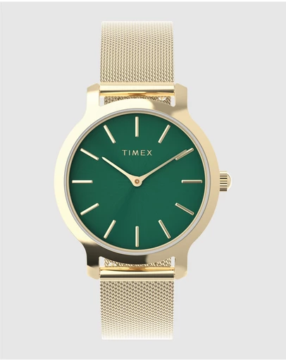 TIMEX - Womens 31mm Transcend Gold-tone Case and Bracelet with Green Dial