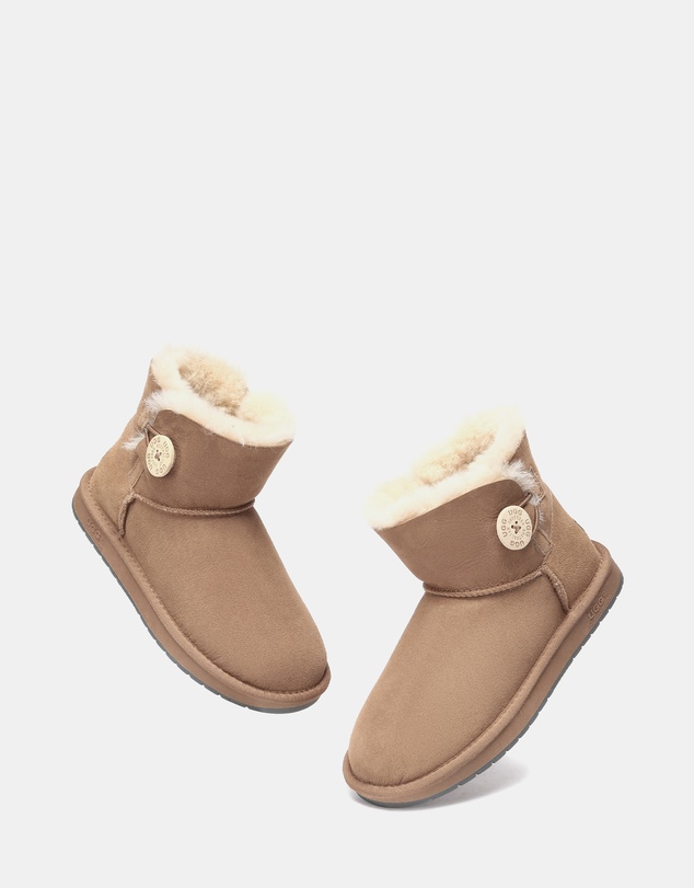 EVERAU - Australian Shepherd Ugg Mini Button Sheepskin Upper UGG Boots