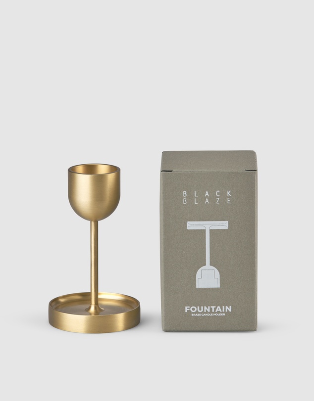 Black Blaze - Fountain Brass Candle Holder Medium