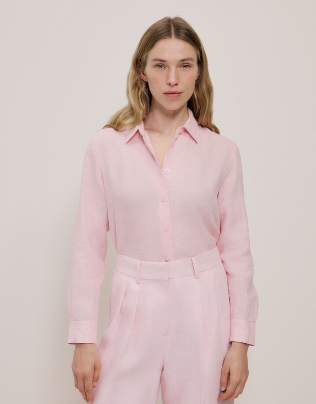 Trenery - Yarn Dyed Linen Classic Shirt in Blossom Pink