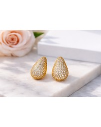 Honey and Beau - Gold Pavé Teardrop Stud Earrings