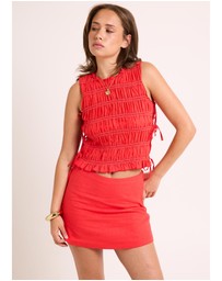 Subtitled - Brie Side Tie Shirred Top