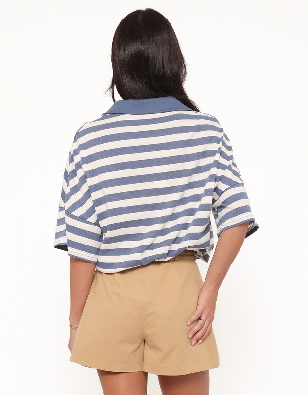 Petal & Pup - Sophia Short Sleeve Rugby Top - Blue/White Stripe