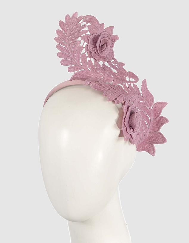Max Alexander - Pink Lace Crown Headband Fascinator