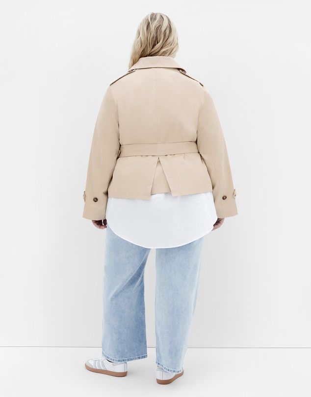 City Chic - Plus size Leah Crop Trench - taupe
