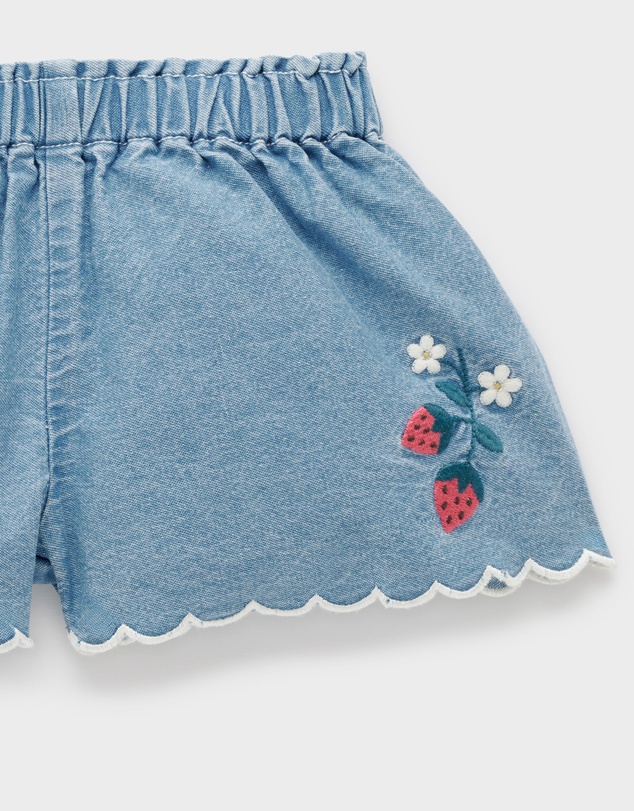 Purebaby - Scalloped Denim Shorts- Kids-Babies