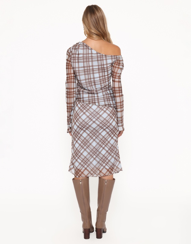 Petal & Pup - Josiana Pencil Skirt - Blue/Brown Plaid