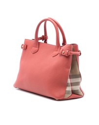 Pre-Loved by Azura Reborn - Pre-Loved Medium Leather and House Check Canvas Banner Satchel