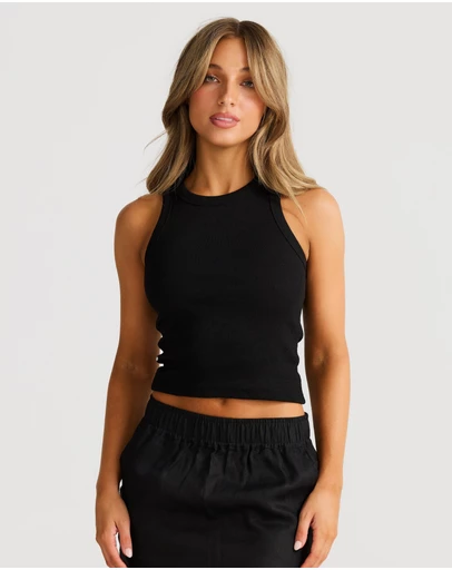 Vacay Swimwear - Rib Tank Black