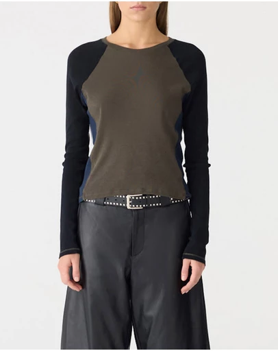 Bassike - Paneled Rib LS Baby T-Shirt