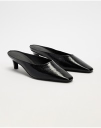 AERE - Tala Heeled Leather Mules