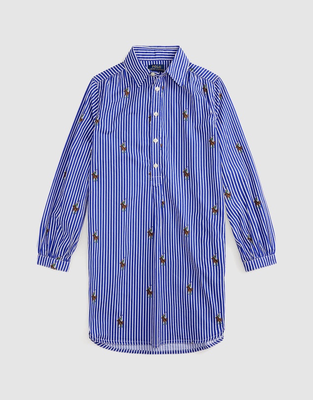 Polo Ralph Lauren - Polo Bear Striped Cotton Shirtdress - Kids-Teens