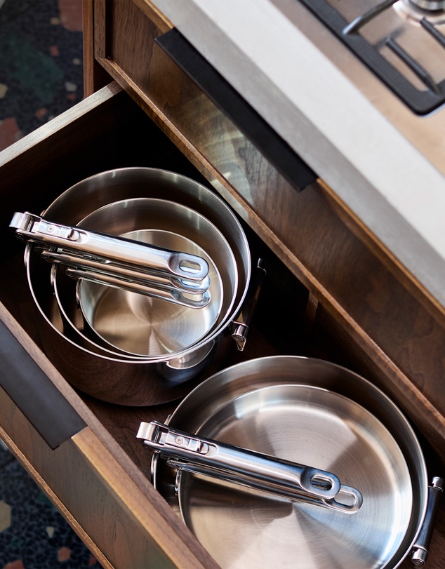 Joseph Joseph - Space Steel Stainless-steel Frying Pan with Folding Handle - 20cm