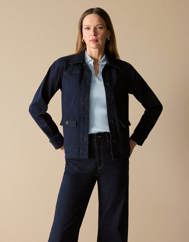 Trenery - Pocket Detail Denim Jacket in Dark Indigo