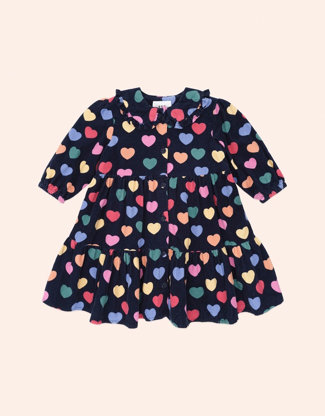 Huxbaby - Multi Hearts Cord Dress - Babies-Kids