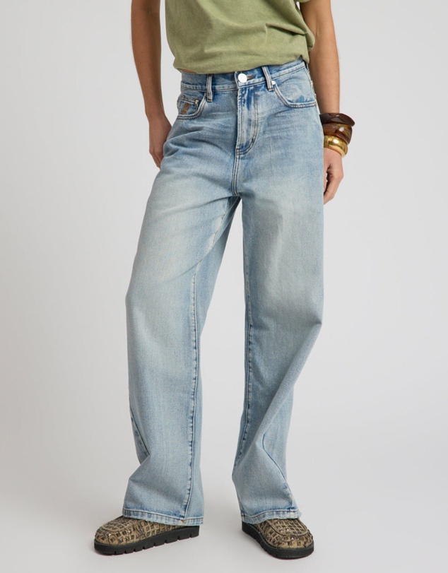 ONE TEASPOON - Baxters Mid Waist Wide Leg Denim Jeans - Hendrixe Blue