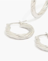 Lovisa - Waterproof Stainless Steel Twisted Hoop Earrings 3-Pack