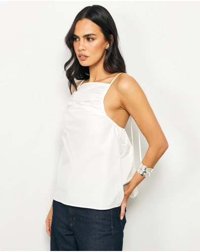 AERE - Zara Ruched Poplin Top