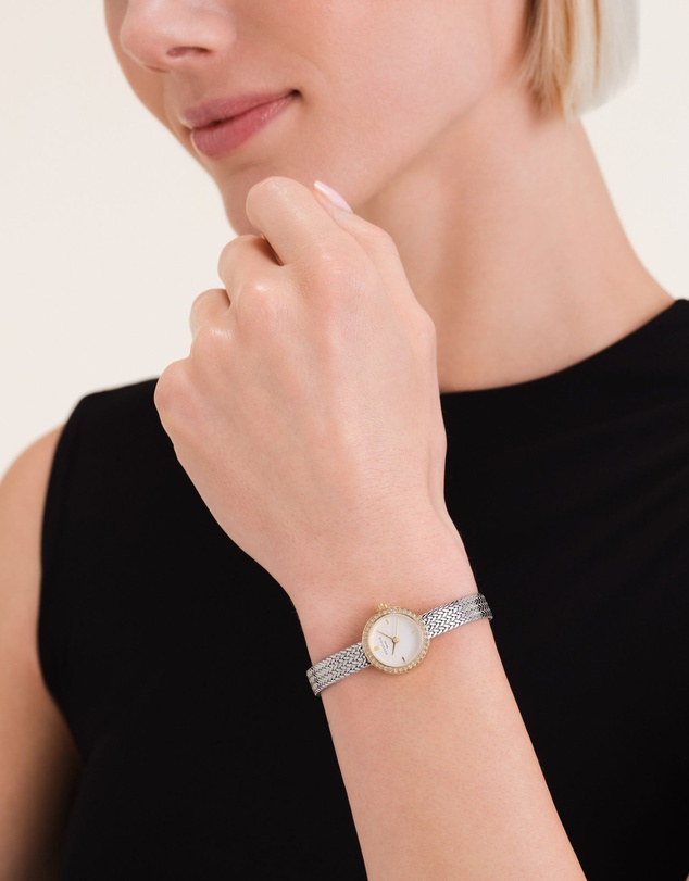 Rosefield - Mini Small Edit Crystal Duotone Woven Mesh Watch