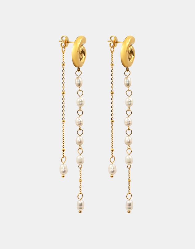 Zoe Olivia - Waterproof Spiral Pearl Drop Stud Earrings