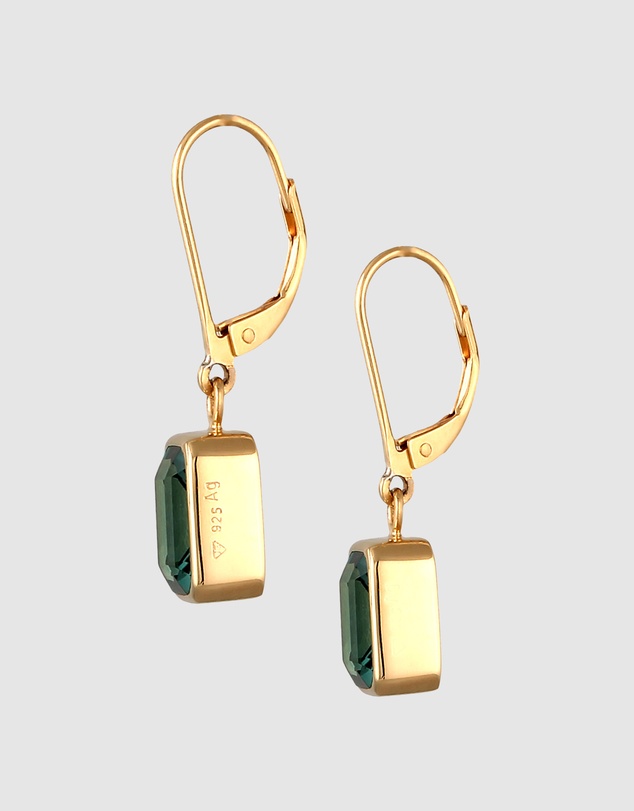 Elli Jewelry - Green Quartz Drop Earrings in Gold-Plated 925 Silver