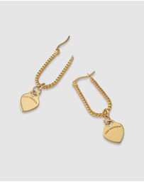 Von Treskow - Textured U-shape Earrings with VT Hearts