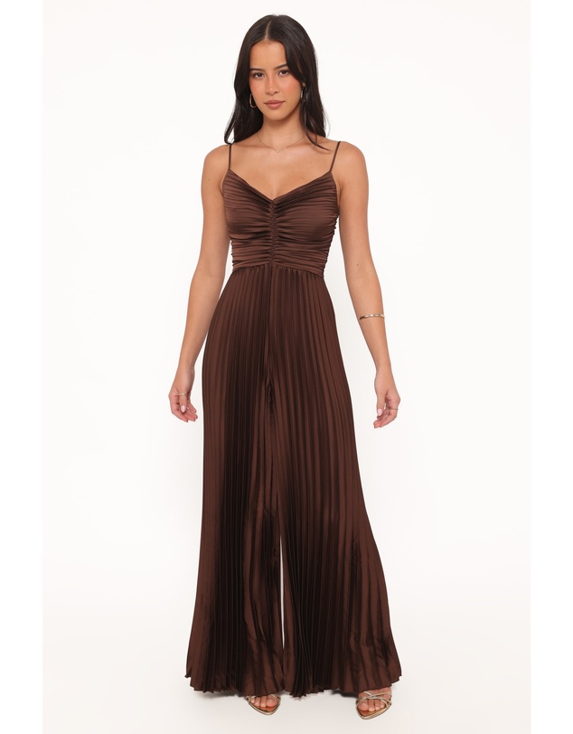 Petal & Pup - Angelique Pleated Jumpsuit - Chocolate Brown