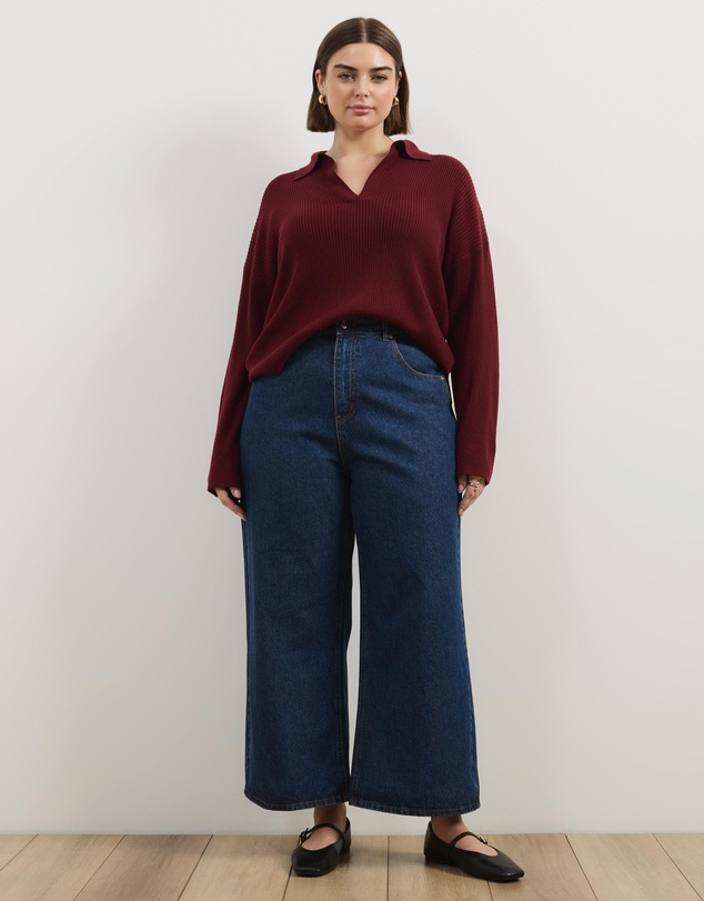 Atmos&Here Curvy - Eden Rib Collar Knit Jumper