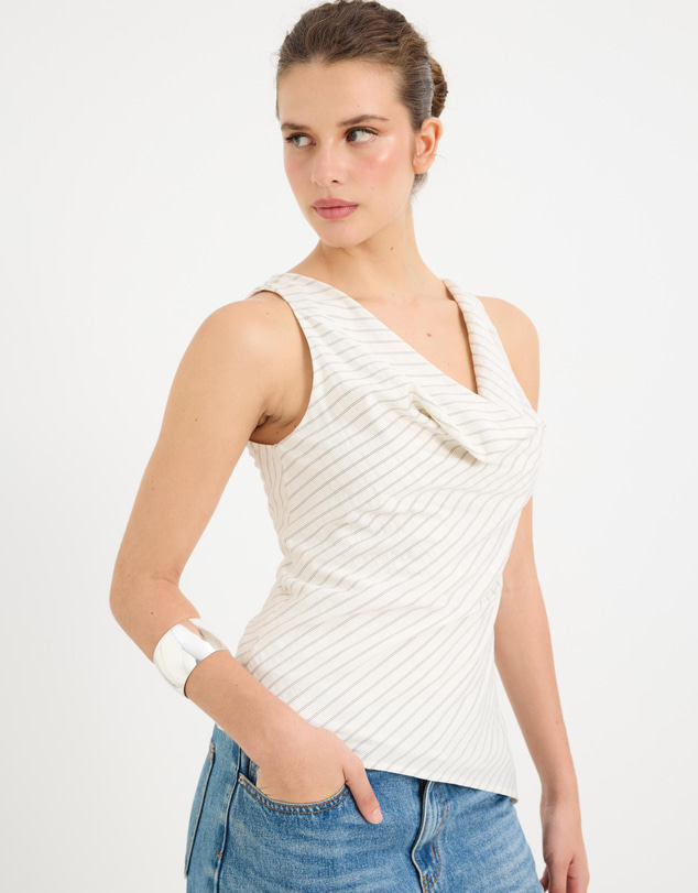 Calli - Frankie Stripe Cowl Neck Top