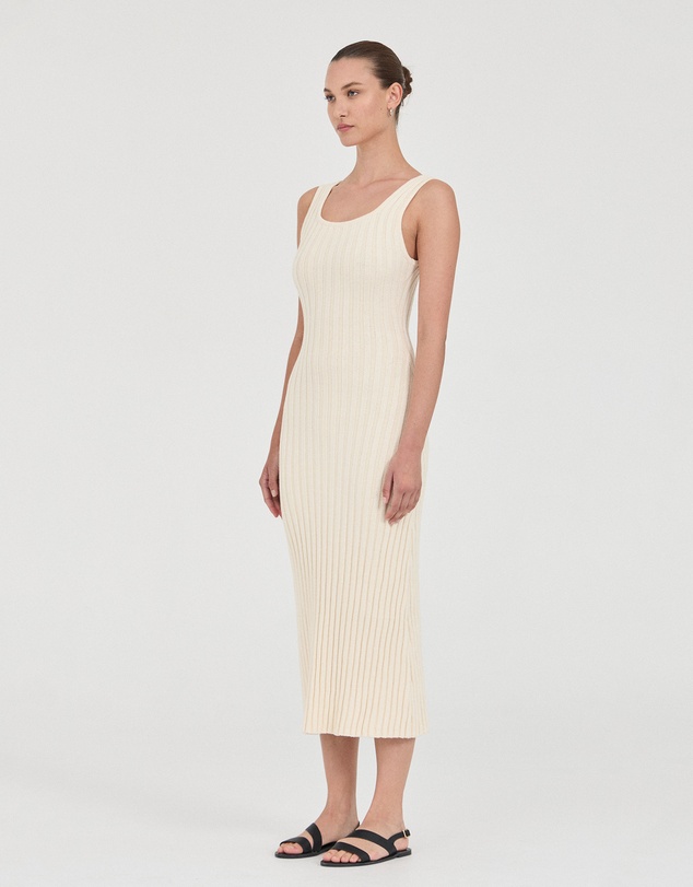 FRIEND of AUDREY - The Cotton Rib Square-Neck Dress