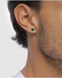 Kuzzoi - ICONIC EXCLUSIVE - Earrings Male Stud Malachite 925 Sterling Silver
