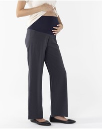 Angel Maternity - Mid Waist Maternity Relax Leg Work Pants - Dark Grey