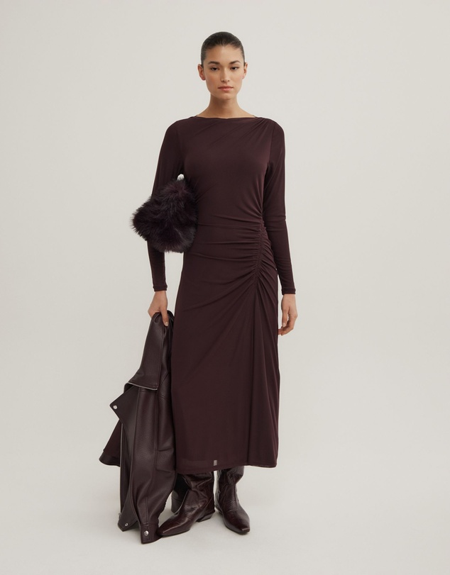 Witchery - Longsleeve Ruched Mesh Dress