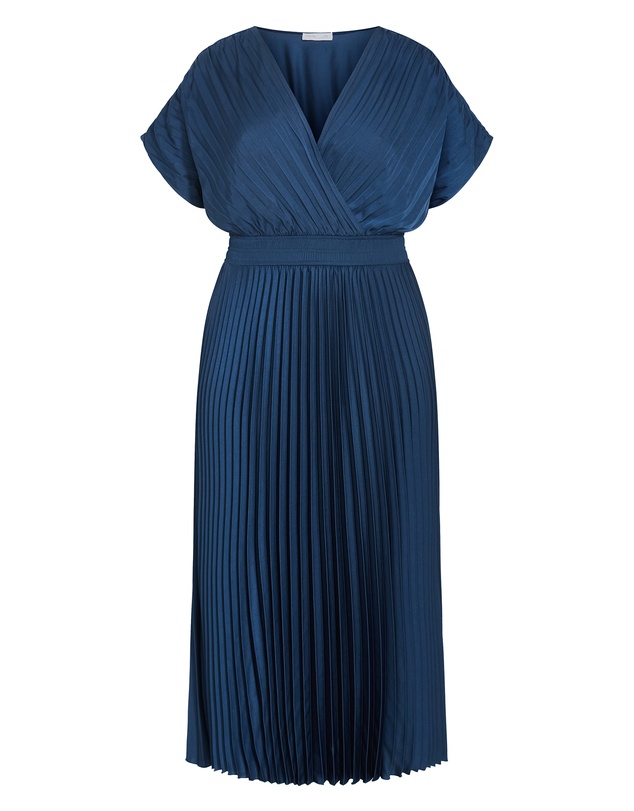 City Chic - Plus size Elia Pleat Dress - petrol